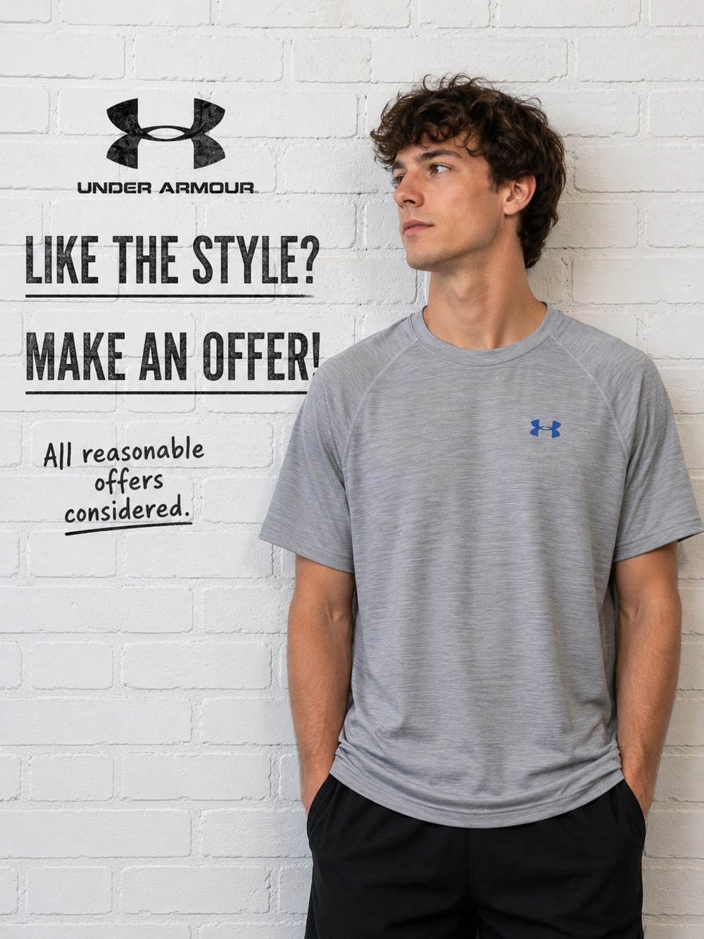 Under Armour HeatGear Gray Athletic Performance T-Shirt Loose Fit LG/GG